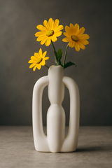 Florero En Cerámica Diseño Hidropónico 25cm Blanco