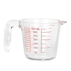 Jarra medidora de vidrio transparente 350 ml con asa