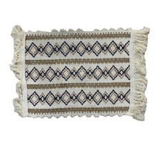 Individual de mesa natural estilo boho con patrón geométrico