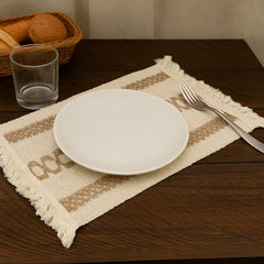 Vista superior de mantel individual artesanal en algodón y cáñamo