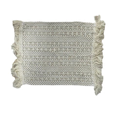 Vista superior de individual artesanal de algodón y cáñamo