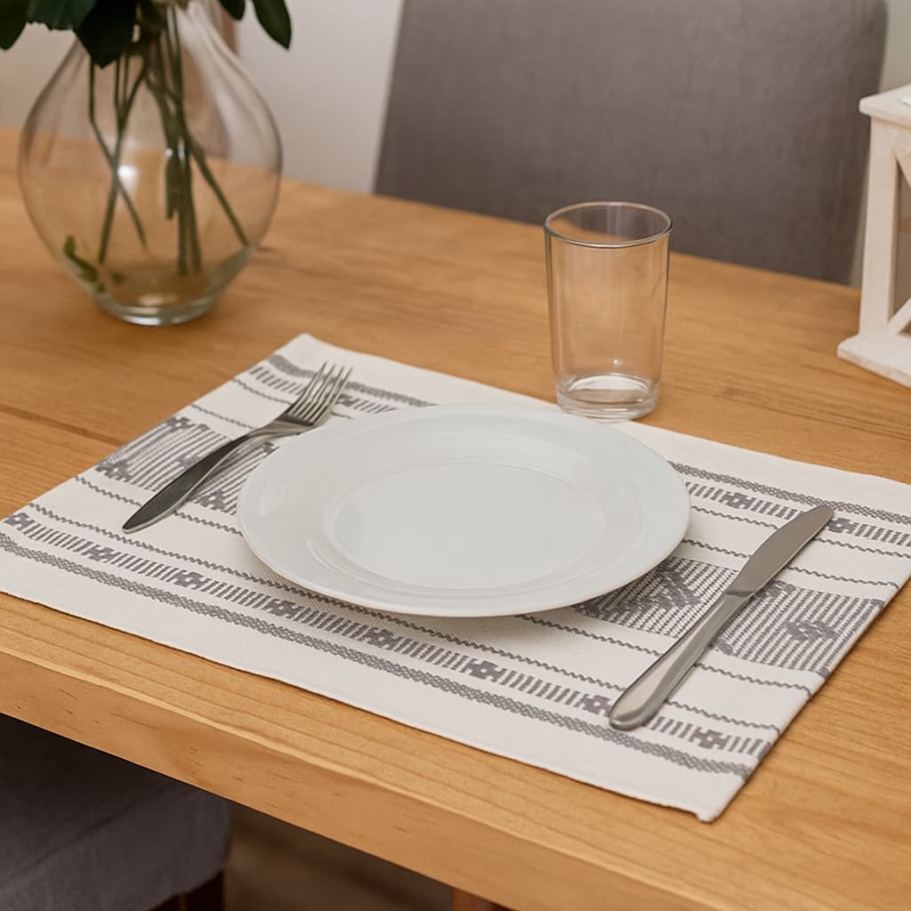 Individual tejido blanco con triángulos gris 30x45cm – Lala Home Colombia