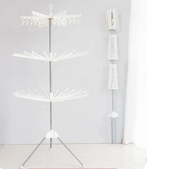 Vista frontal de tendedero vertical plegable para secar prendas