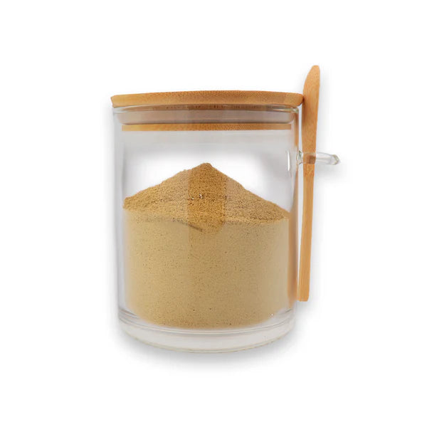 Recipiente de vidrio 850 ml con tapa de bambú y cuchara