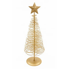 Árbol navideño dorado espiral con estrella decorativa