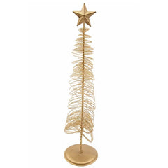 Árbol navideño dorado espiral con estrella decorativa