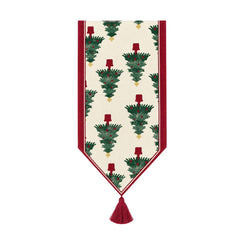 Camino de mesa navideño beige de 33 × 180 cm.