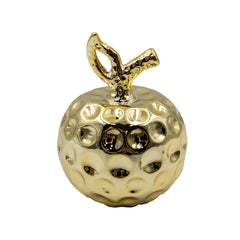 Manzana decorativa de cerámica 11x8 cm en colores blanco con dorado, plateado y dorado