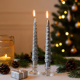 Set De 2 Velas Navideñas En Cera Con Forma De Árbol 20cm