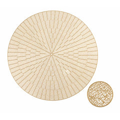 Individual redondo dorado de PVC con portavaso