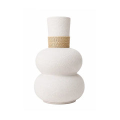 Florero decorativo blanco con diseño de doble esfera