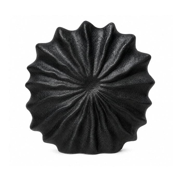 Florero decorativo Sol Ondulado negro con relieve radial