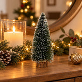 Figura decorativa árbol de Navidad verde de 15 cm con puntas blancas efecto nieve