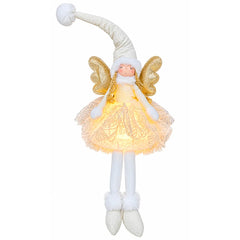 Ángel navideño con vestido de tul iluminado