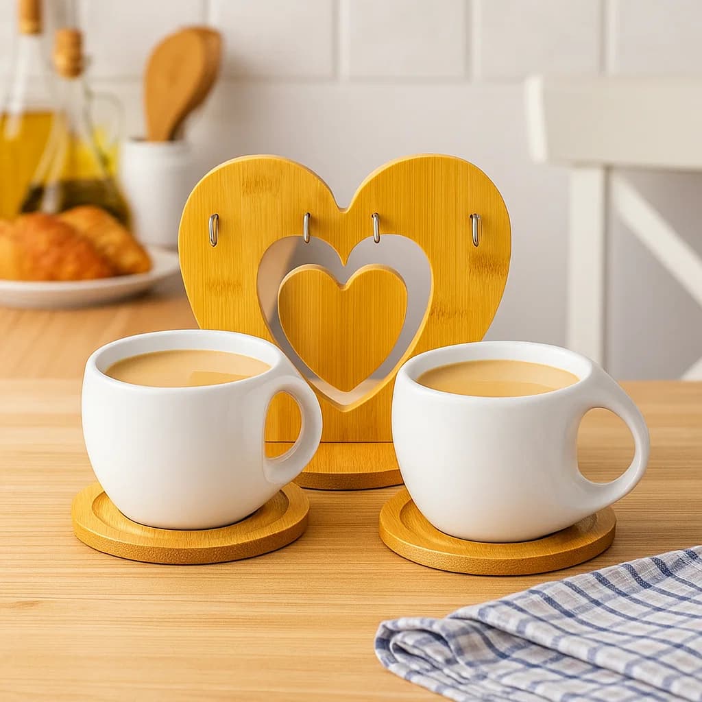 Soporte de madera en forma de corazón sin pocillos