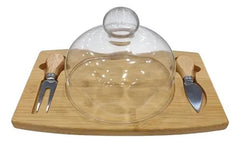 Set tabla de queso con domo de vidrio y utensilios