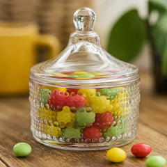 Bombonera de vidrio 305 ml con diseño de burbujas