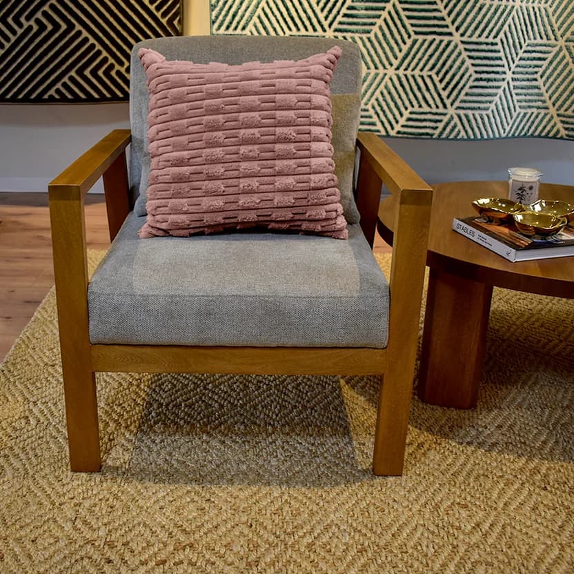 Cojín 45×45 cm palo rosa Gaudí Abstracto 303 con relieve acanalado