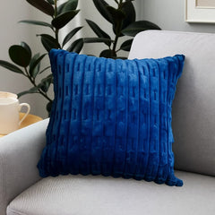 Cojín azul 45×45 cm diseño abstracto acanalado