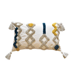 Cojín Rustic 105 multicolor 30×50 cm con diseño geométrico y borlas