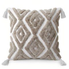 Cojín decorativo marfil con textura bouclé 45×45 cm