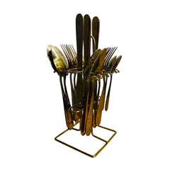 Juego de Cubiertos x16 Piezas con Soporte Dorado | Lala Home Colombia