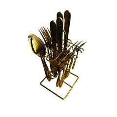 Juego de Cubiertos x16 Piezas con Soporte Dorado | Lala Home Colombia
