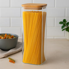 Recipiente Hermético 1900ml Con Tapa En Bambú