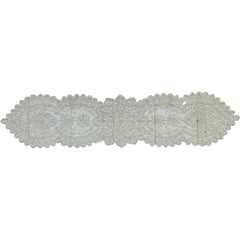 Camino de mesa floral beige con detalles calados