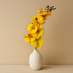 Flor decorativa orquídea artificial de tela 100 cm en color amarillo, verde o blanco