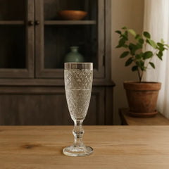 Copa de cristal 180 ml diseño rombos tallados transparente