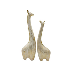 Set de dos jirafas decorativas doradas con detalles blancos