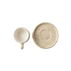 Set de Plato Con Pocillo En Cerámica Diseño Jaspeado 120ml Beige