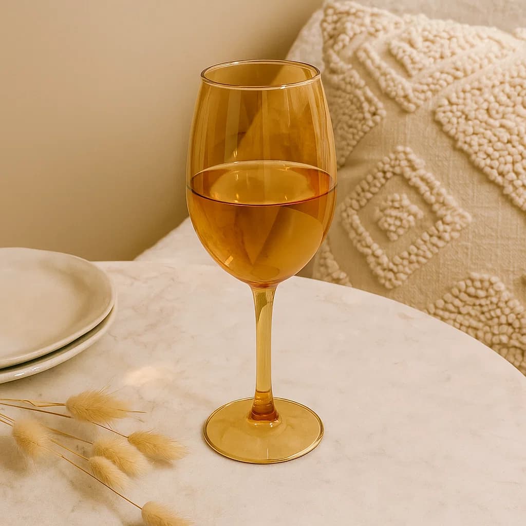 Copa de cristal naranja 350 ml diseño liso