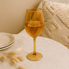 Copa de cristal naranja 350 ml diseño liso