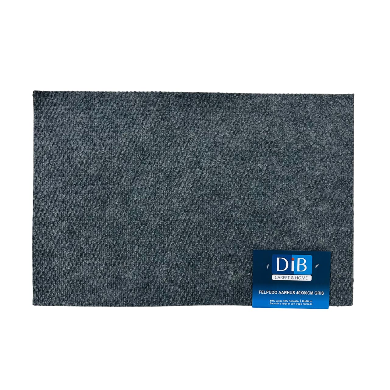 Felpudo Aarhus 40×60 cm color gris con textura de bucle y base antideslizante.