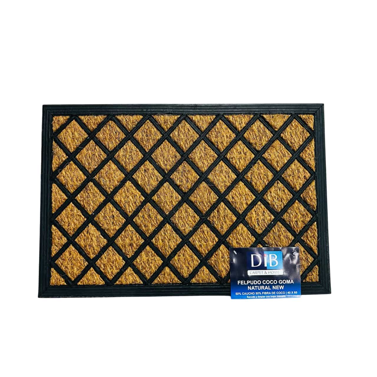 Felpudo Coco Goma Natural 40x60cm Ziz Zag Marrón Con Negro