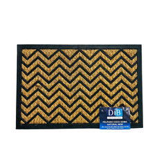 Felpudo Coco Goma Natural 40x60cm Ziz Zag Marrón Con Negro