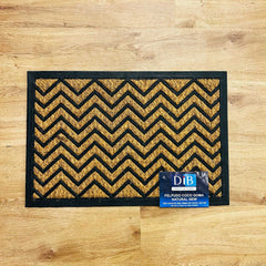 Felpudo Coco Goma Natural 40x60cm Ziz Zag Marrón Con Negro