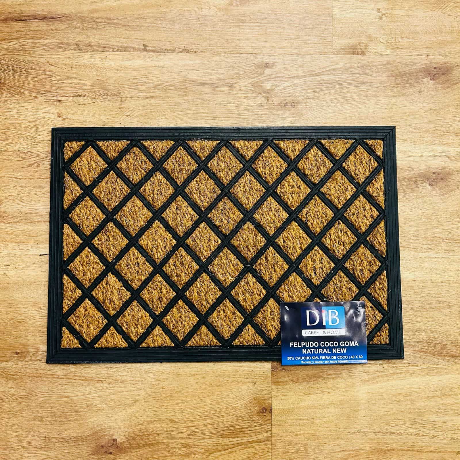 Felpudo Coco Goma Natural 40x60cm Ziz Zag Marrón Con Negro