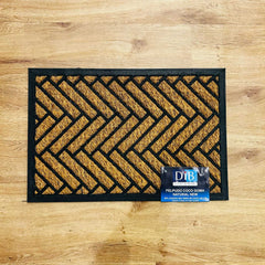 Felpudo Coco Goma Natural 40x60cm Ziz Zag Marrón Con Negro