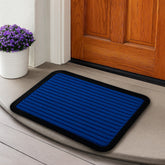 Felpudo Panamá azul y camel 40x60cm Lala Home con borde negro