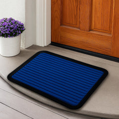 Felpudo Panamá azul y camel 40x60cm Lala Home con borde negro