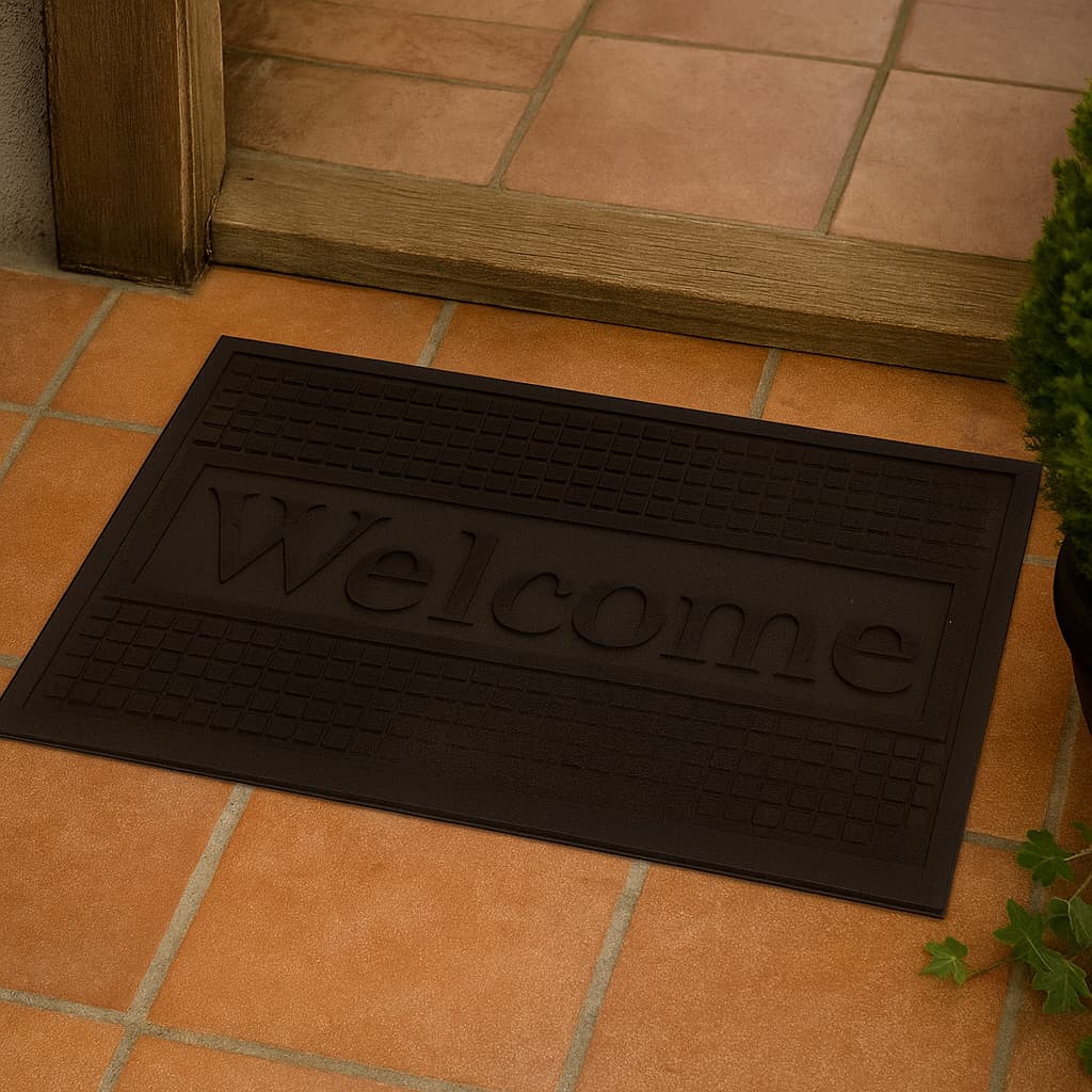 Felpudo Eco Texture 40x60 cm Lala Home con relieve 'Welcome' en color oscuro y base antideslizante