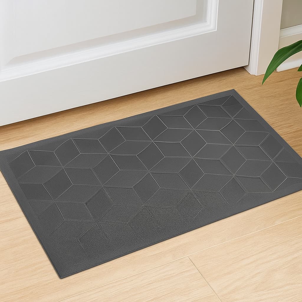 Felpudo gris 45x75cm diseño rombos antideslizante Lala Home