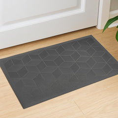 Felpudo gris 45x75cm diseño rombos antideslizante Lala Home