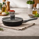 Sartén aluminio gris 24 cm con tapa de vidrio templado