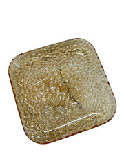 Plato postre vidrio textura trazos ámbar