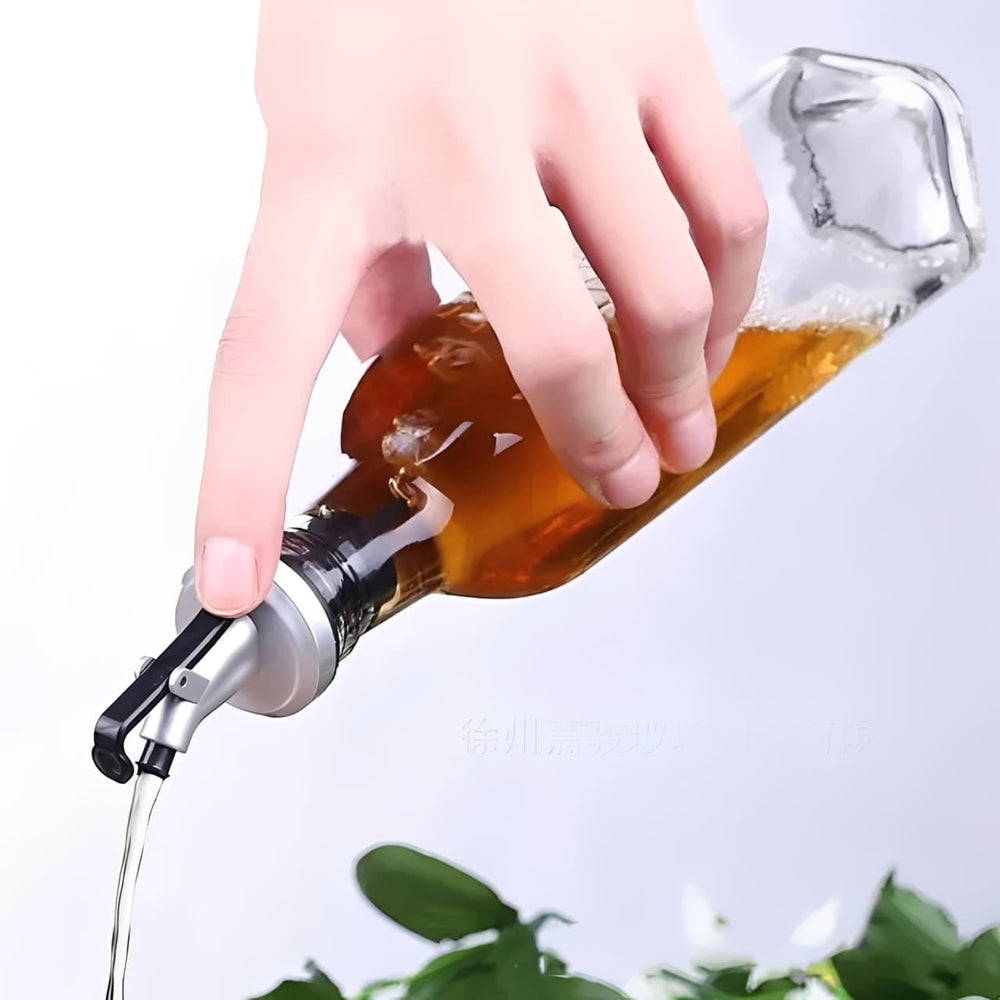Vinagrera de vidrio 500 ml con dosificador gris plata transparente