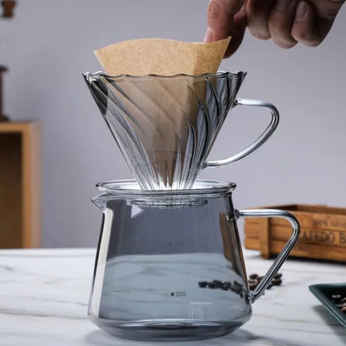 Filtro de vidrio para café 1-4 tazas transparente para gotero pour over Negro